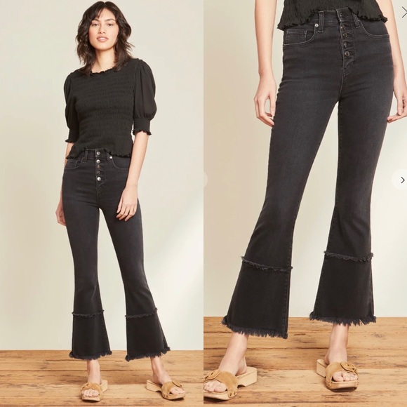 Veronica Beard Denim - EUC Veronica Beard Carson High Rise Flare Jeans Pieced Hem Black size 31